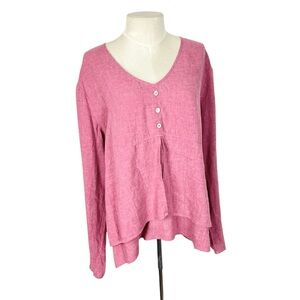 Orvis Hemp Tencel Blend Long Sleeve Shirt Lagenlook layered XL pink rose